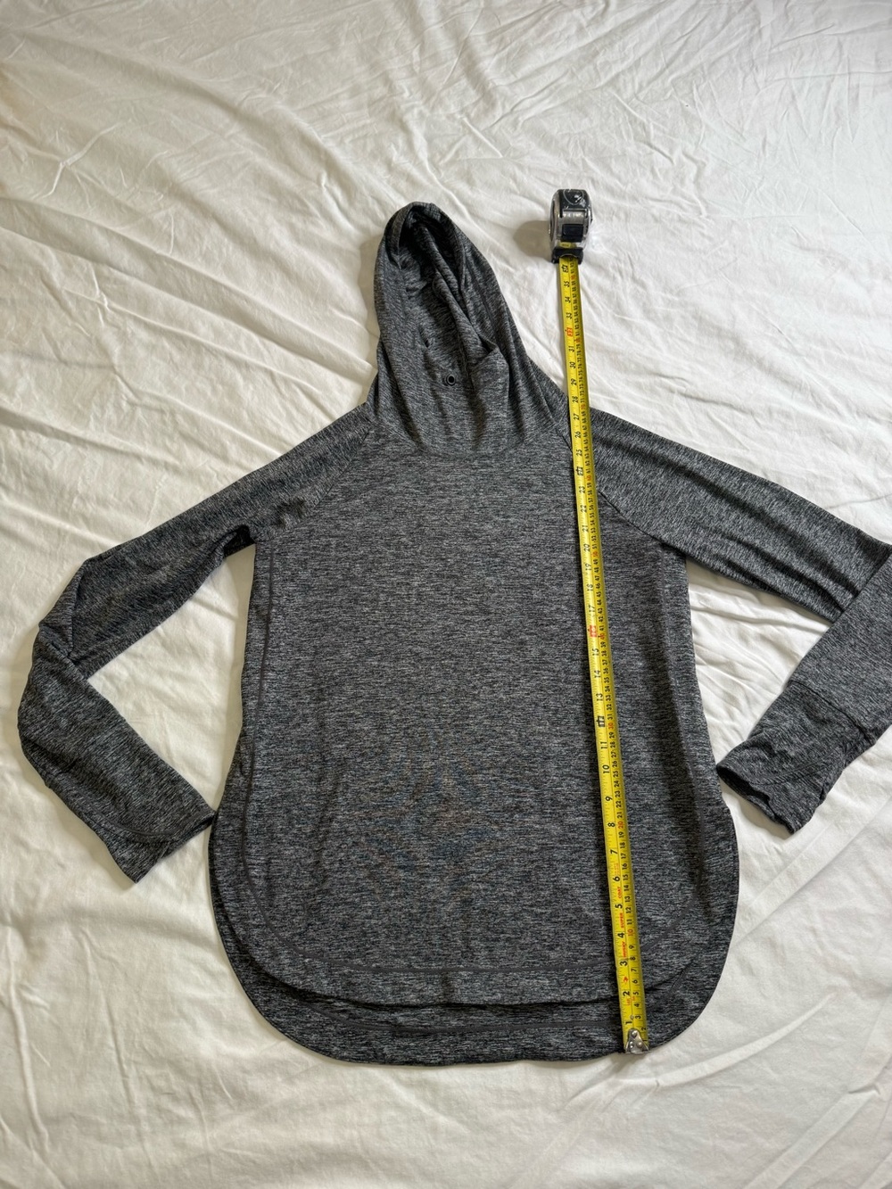 Athleta Gray Marl Face Cover Hoodie Techwear Running Pullover Medium - Picture 9 of 11